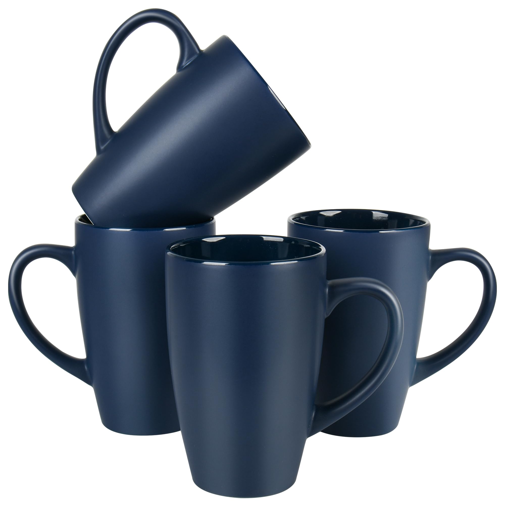 Amazon.com | BYCNZB 20oz Extra Large Ceramic Tall Coffee Mugs Set for Coffee  Tea Hot Cocoa set of 4 Dishwasher & Microwave Safe (Matte blue): Coffee Cups  & Mugs