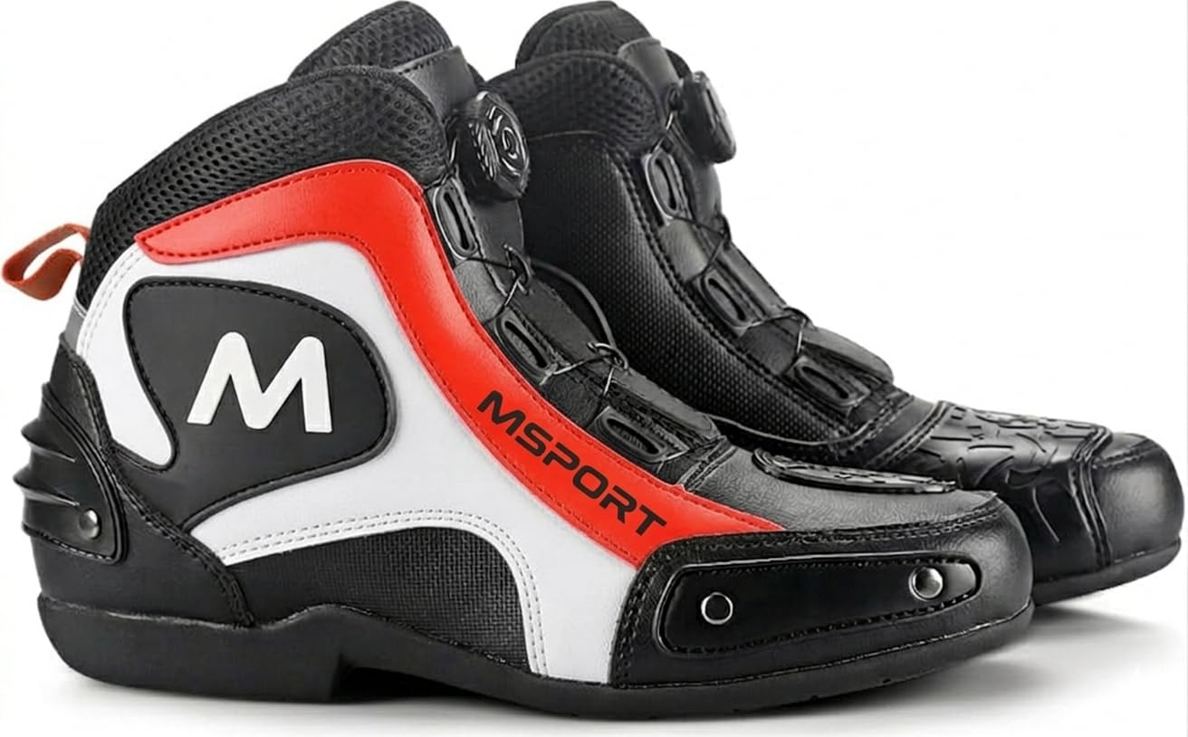 Scarpe da Moto per Uomo e Donna con Protezioni – Stivali Motociclisti Chiusura Rapida, Antiscivolo, Resistenti e Comode