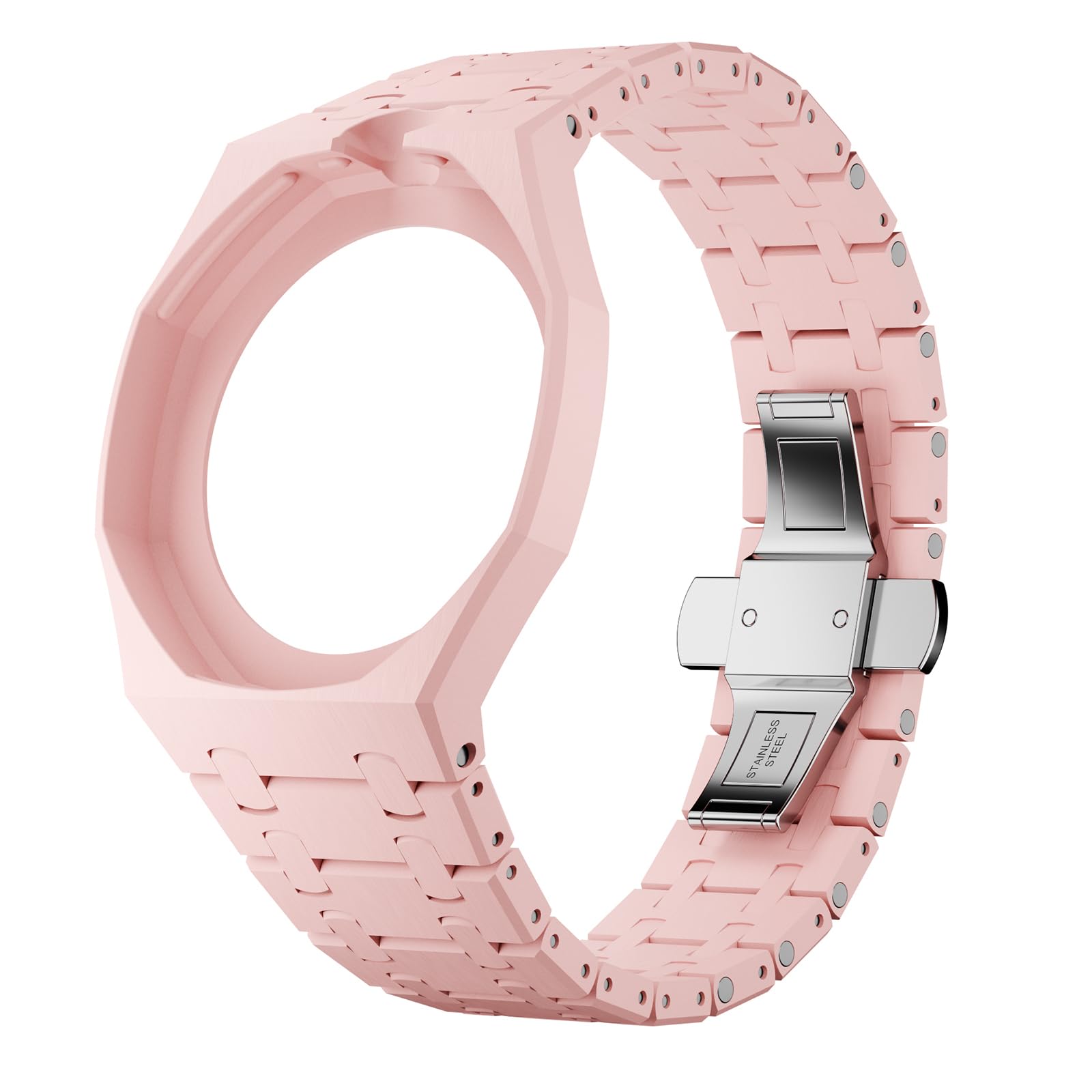 HTU Set di cinturini con cassa in ceramica, passa al di braccialetti in biomateriali per orologi da uomo e da donna, accessori di ricambio per il tuo orologio-Rosa