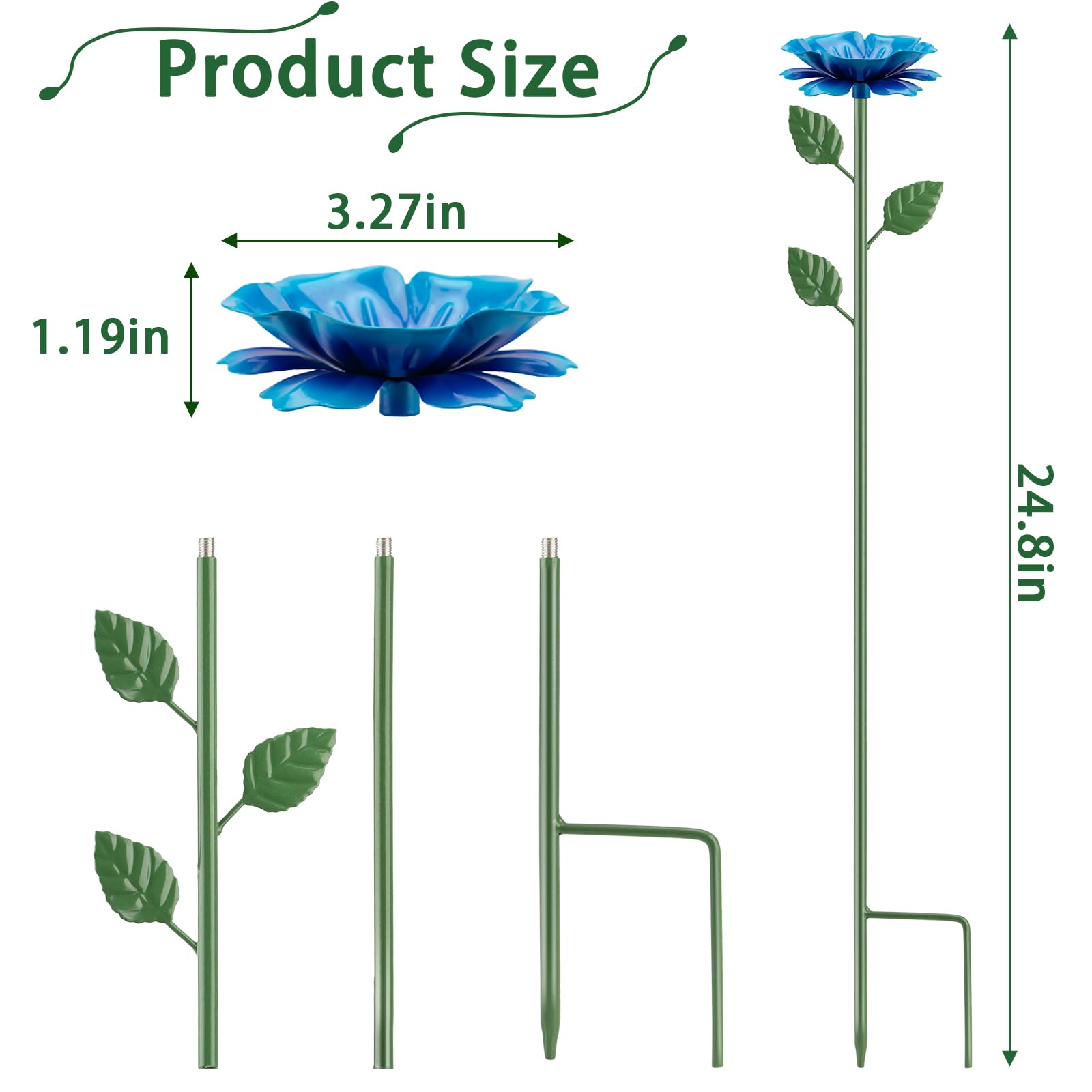 Bee Watering Station, Metal Bee Cups for Garden, Bee Butterfly Feeder with Flower Design, Colorful Butterfly Bee Bath for Outdoor Garden Yard Patio Decor, 6 Pack — view 2