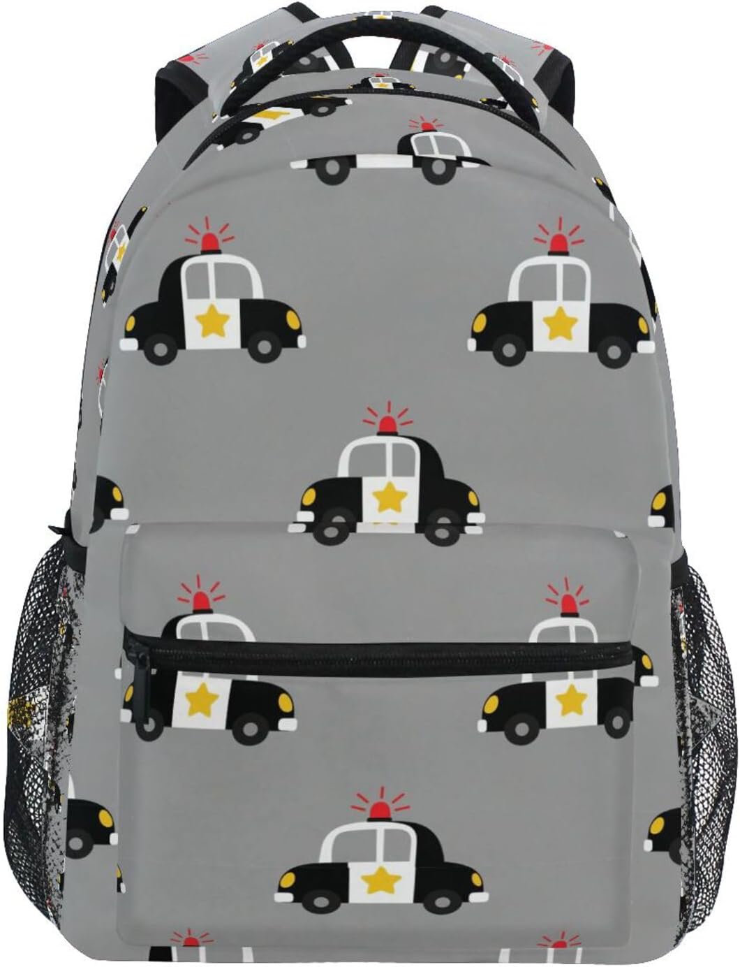 QUGRL Police Cars Gray School Backpack for Girls Boys Large Bookbag Laptop Computer Bag Casual Hiking Travel Daypack Backpack Schoolbag for Teens College 16 Inch