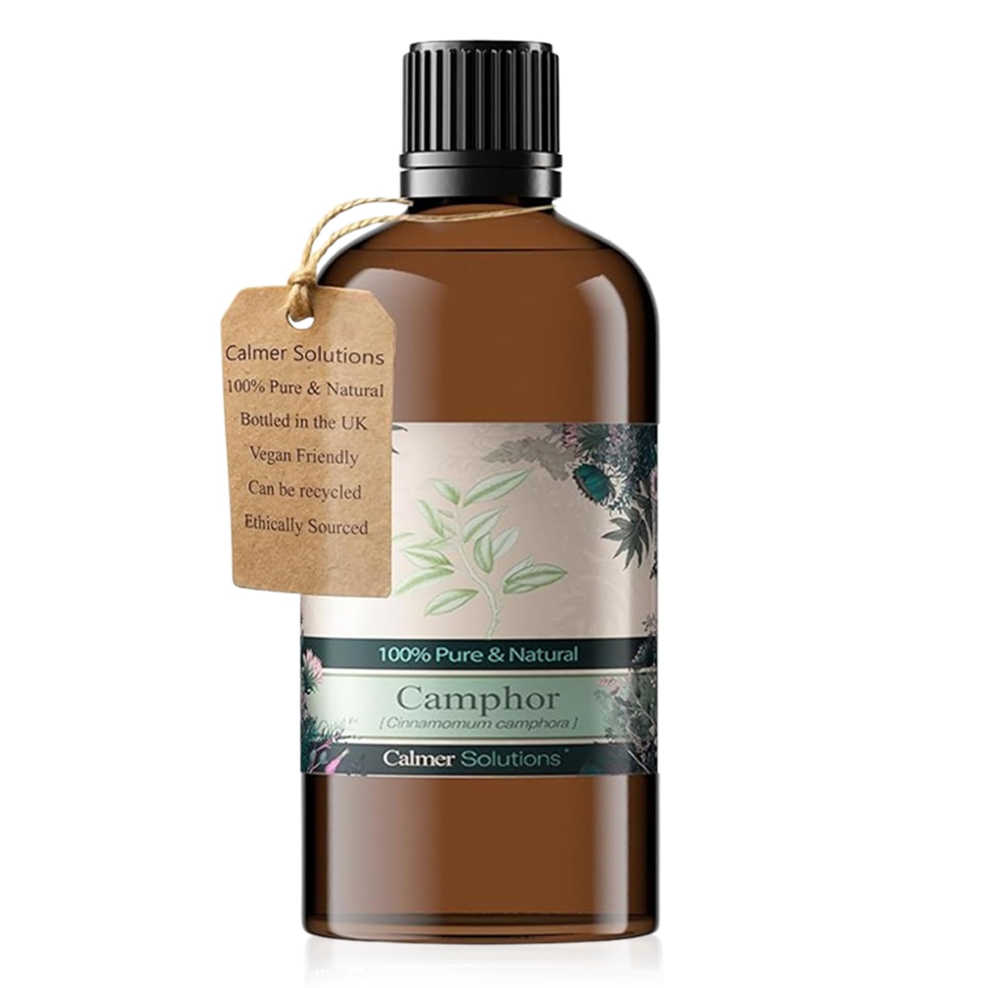 Calmer Solutions Clear To Pale Yellow Camphor Essential Oil 100Ml - 100% Pure & Natural Steam Distilled Cinnamomum Camphora Aromatherapy Oil - Uk Made Fresh Herbal Essential Oil For Diffuser, Oil Burners & Home Fragrance