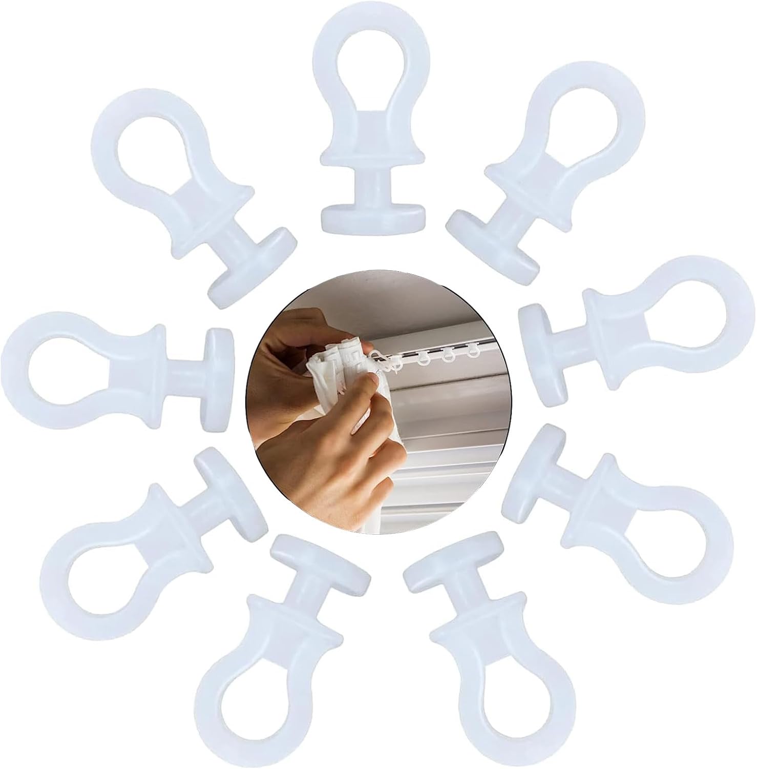 Curtain Rail Gliders: 100 PCS Plastic White Effortless Gliding Curtain Hooks for Window, Door & Bathroom Track