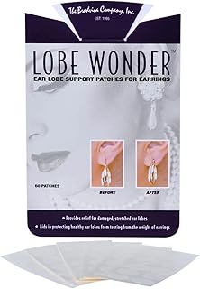 Lobe Wonder - The ORIGINAL Ear Lobe Support Patch for Pierced Ears - Eliminates the Look of Torn or Stretched Piercings - Protects Healthy Ear Lobes from Tearing - 120 Patches - Clear & Latex-Free