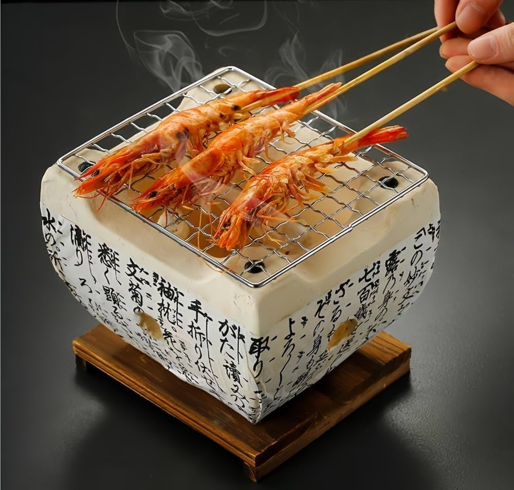 Sutenno 七輪 一人用 角型 焼き鳥 練炭コンロ 和風4in1 飛騨