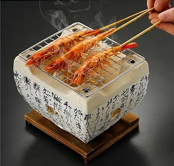 Amazon | Sutenno 七輪 一人用 角型 焼き鳥 練炭コンロ 和風4in1