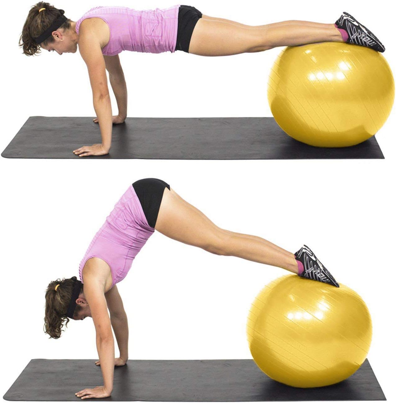 PROMIC Exercise Ball (45cm-85cm) with Quick Foot Pump, Professional Grade Anti Burst & Slip Resistant Pregnancy Stability Balance Ball for Yoga, Workout, Cardio Drumming, Classroom, Work Chair