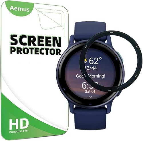 Aemus Protector de pantalla compatible con Garmin Vivoactive 5 (paquete de 3) para reloj inteligente 3D de cobertura completa PMMA