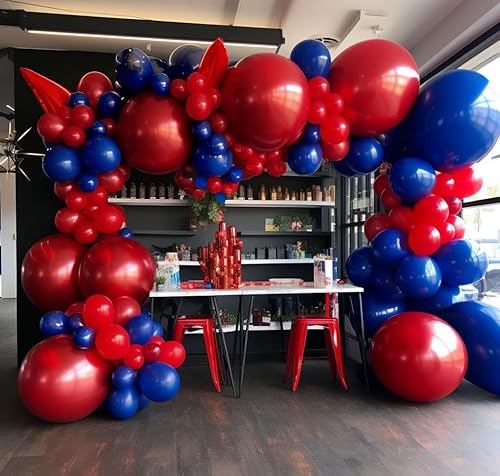 Miniatura 6 de Globos azul rey, globos de doble relleno, globos azul oscuro, diferentes tamaños, guirnalda de globos azul rey mate, kit de arco de globos azul