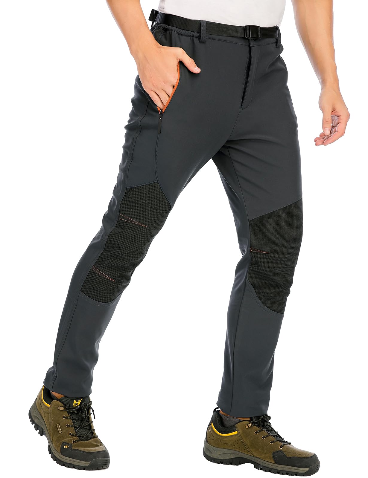 BenBoy Pantaloni Trekking Uomo Invernali Impermeabili Sci Softshell Termici Neve Caldo Montagna Escursionismo Outdoor Nero L