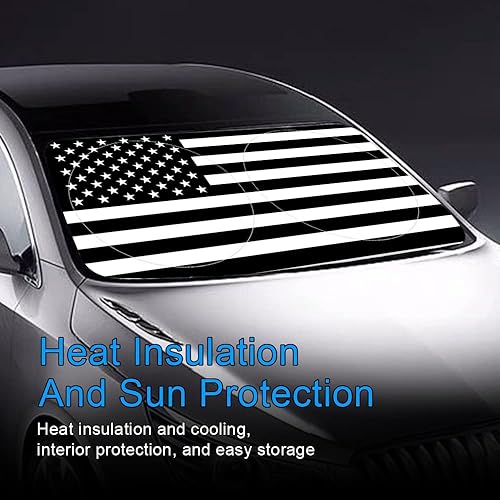 Miniatura 7 de Parasol para parabrisas de automóvil con bolsa de almacenamiento, parasol para parabrisas de bandera estadounidense, parasol plegable para la