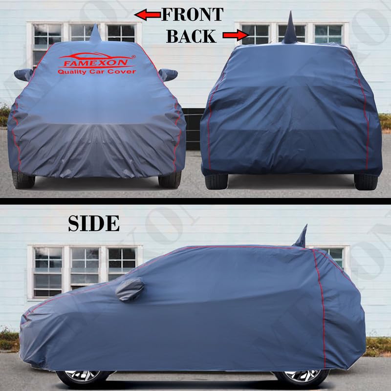 Image of Waterproof Car Body Cover Compatible for Baleno with Mirror Pockets, Scratchproof Car Cover Red Pipein Design Dust-Proof Sun Protection (Grey) LGWP6252