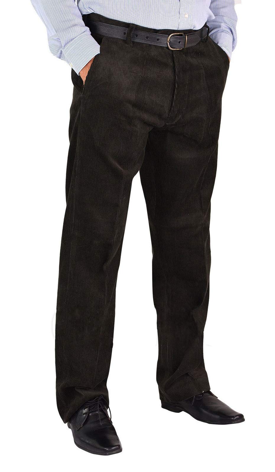Mens Corduroy Trousers Smart Cord Trousers Waist 32 to 54, Inside Leg 29 Inches (Leg-29 Waist-34, Green)