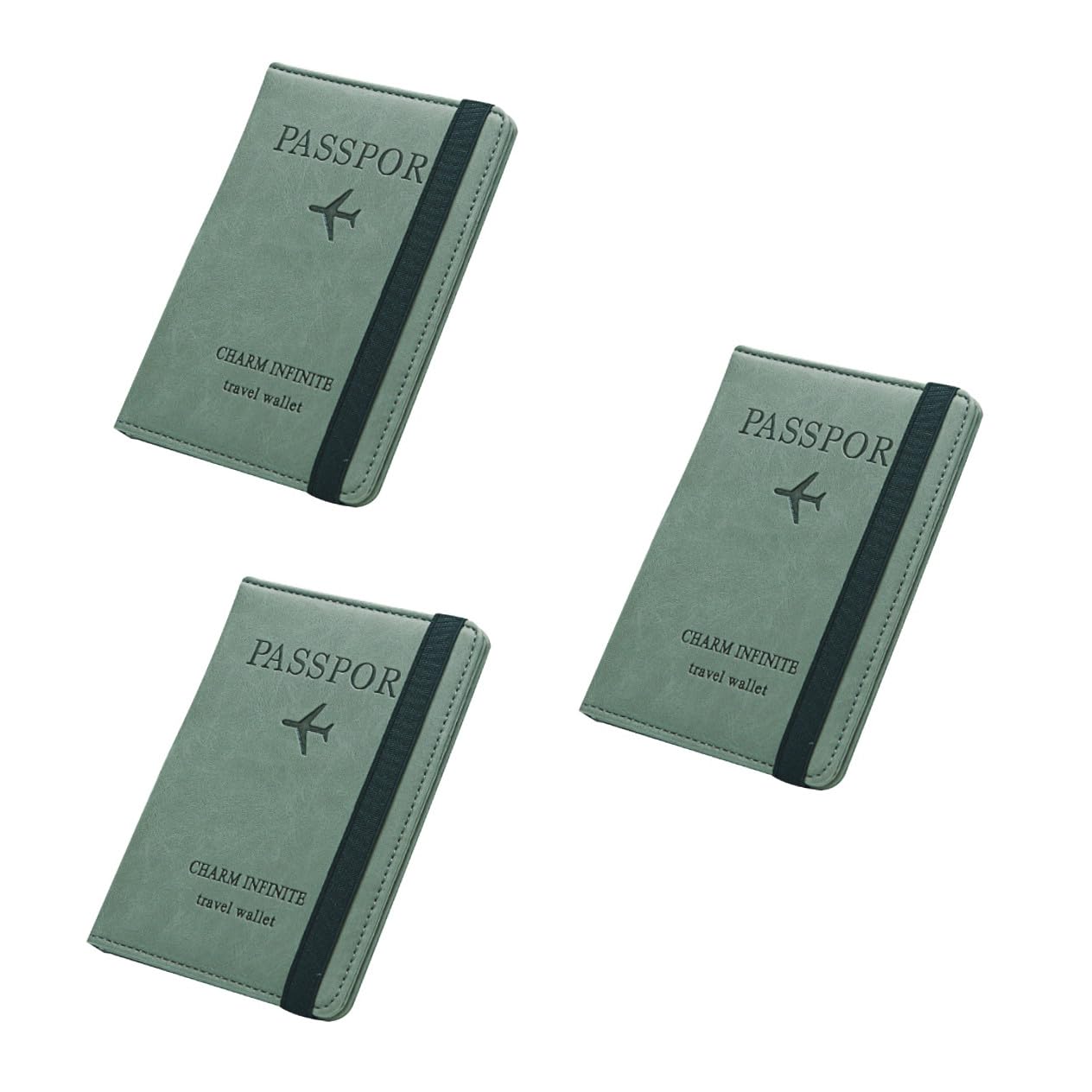 3stücke RFID Reise Geldbeutel Aus Pu Leder Multi-funktions Wallet Für Frauen Diebstahlsicherer Passhalter Grün Für Reisen Und Geschäftsreisen