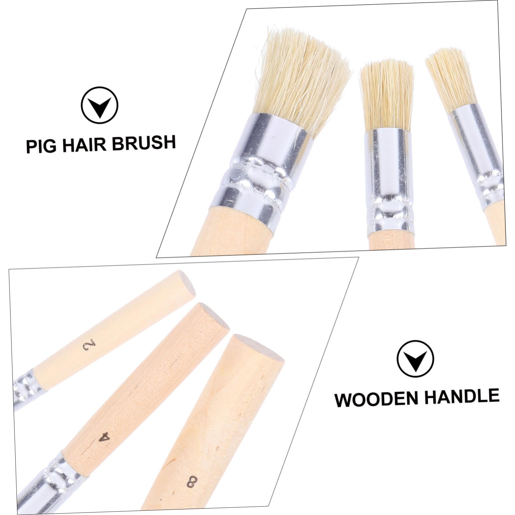 SHINEOFI 3 Juegos Pincel De Crayones Pinceles Acrilico Cepillos De Madera Plantillas Pincel De Plantilla De Cerdas Cepillo De Plantilla De Madera Pelo De Cerdo 3 Juegos * 3