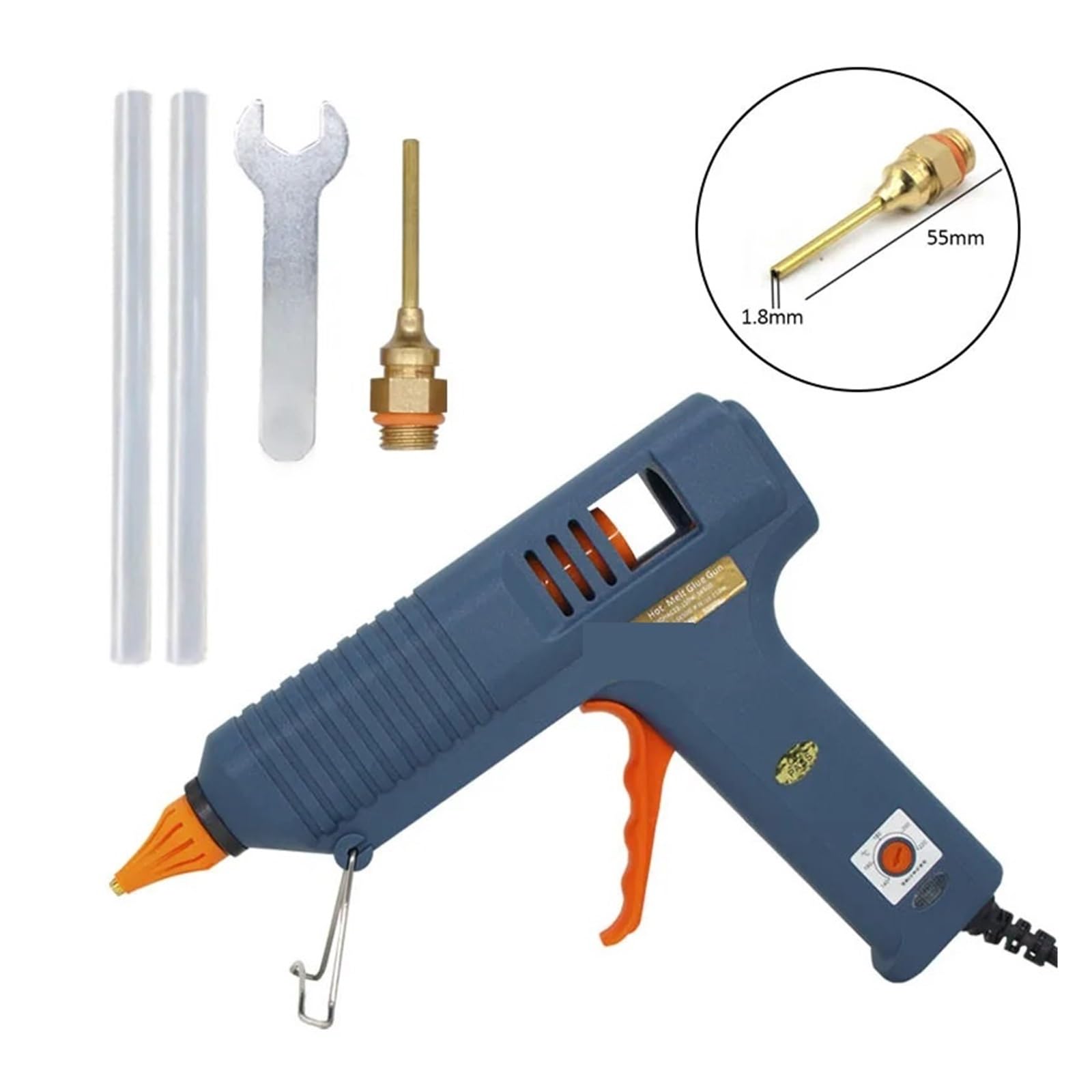 Pistolet Do Klejenia Na Gorąco 150W Z Regulacją Temperatury Długa Dysza Klejów W Sztyfcie 11mm Przemysłowe I Rękodzieło DIY Szybkie Nagrzewanie(Nozzle 1.8x55mm)