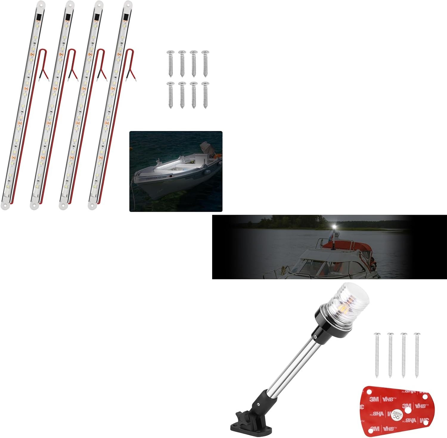 RVZONE LED Boat Interior Lights Stern Lights for Boats, 12 inch 180° Fold Down Anchor Light