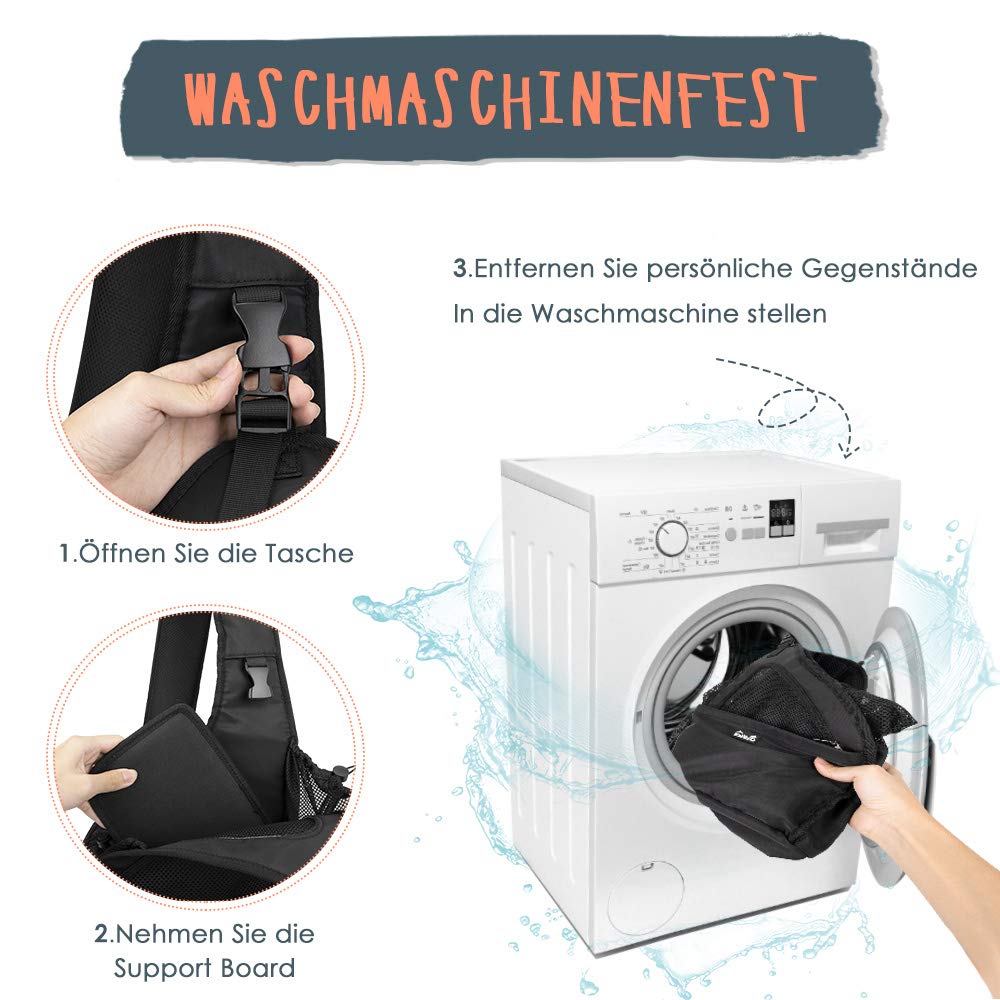 Eyein Hundefreundlich Tragetücher Hunde, atmungsaktiv Hände frei Reisetasche für kleine Haustiere mit verstellbaren Trägern Hartfaserplattenboden Sicherheitsgurt, für Hunde unter 2.8kg, Schwarz