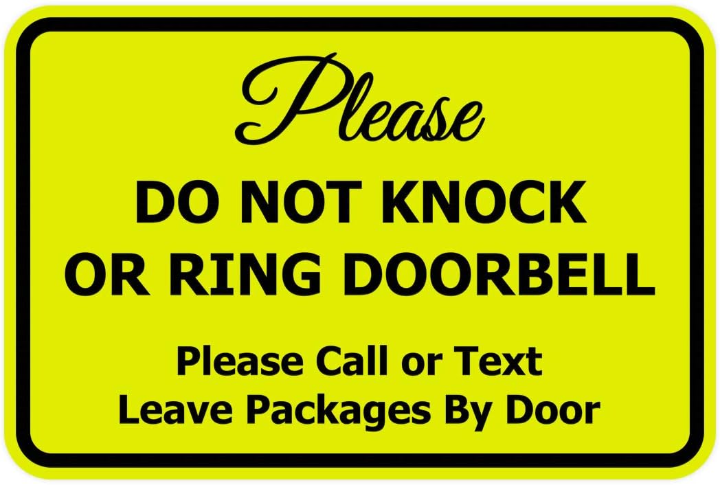 Sign byLITA framed door sign - do not knock or ring (yellow/black) 5 pack