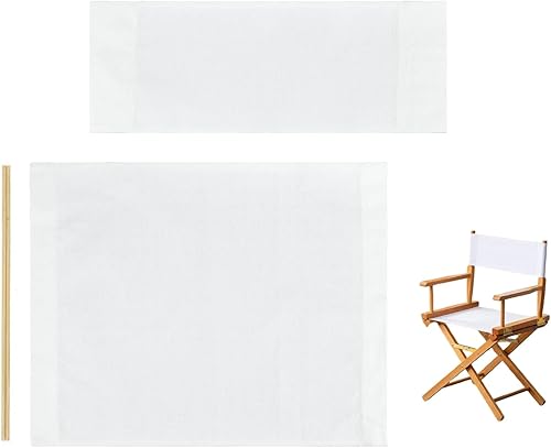 Funda de asiento de tela de lona de repuesto para silla de director, kit de funda plegable para silla de director, color negro, 21.2 pulgadas de