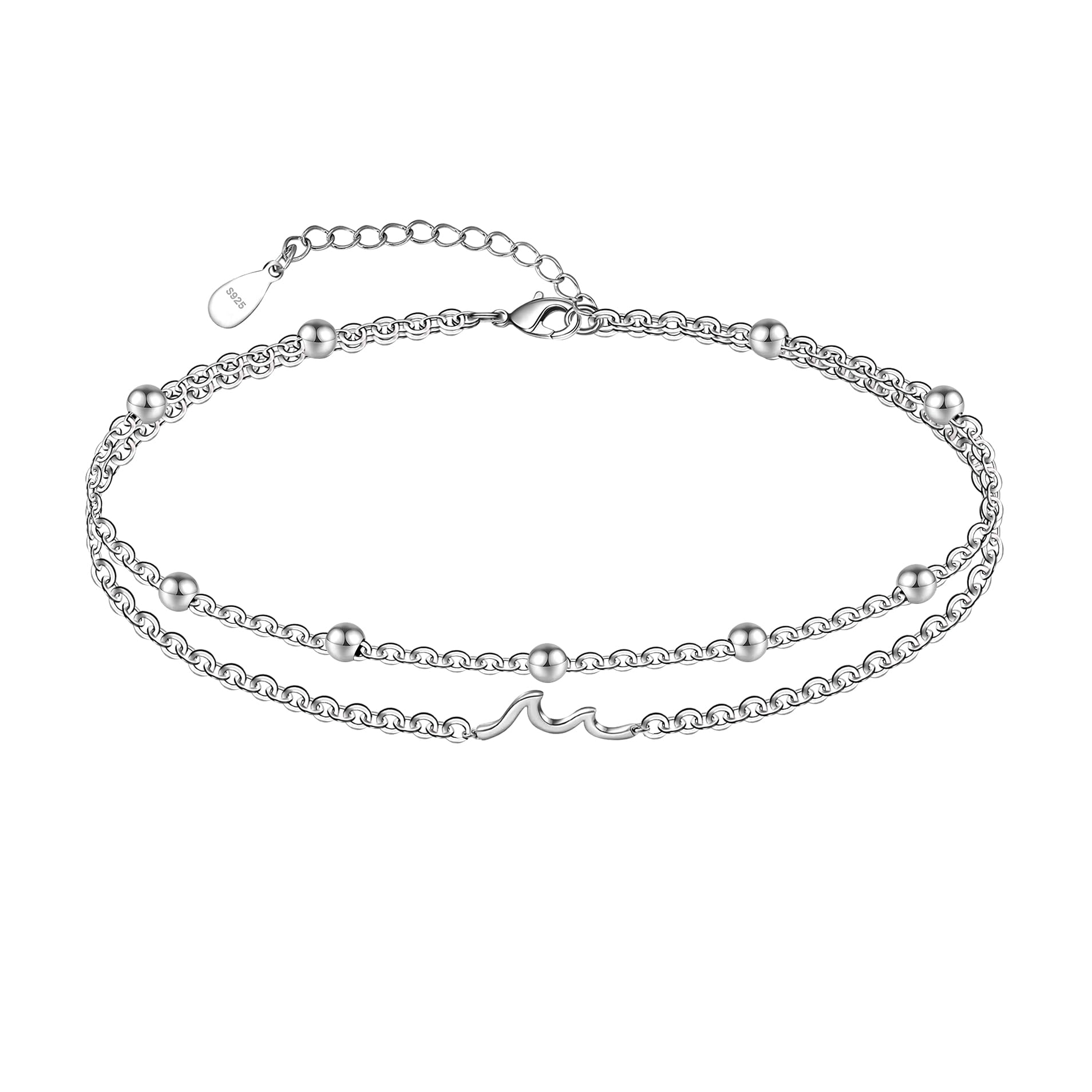 CHIC & ARTSY Braccialetti Alla Caviglia in Argento Sterling 925 Catene Per Piedi Multistrato Bracciali Gioielli Estivi da Spiaggia Per Donne