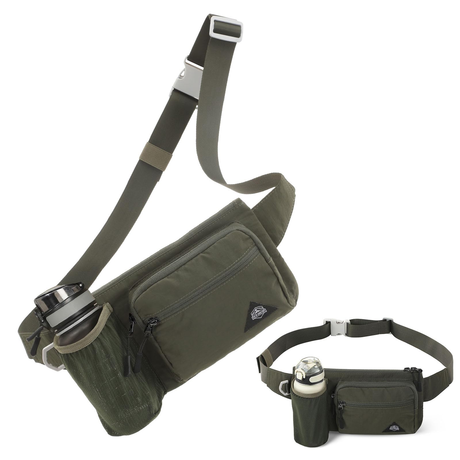 OCE GEAR Waist Pack with Water Bottle Holder for Men Women Waist Bag Running Waist Pack Waterproof for Outdoor Travel Cycling Climbing Walking Fit All