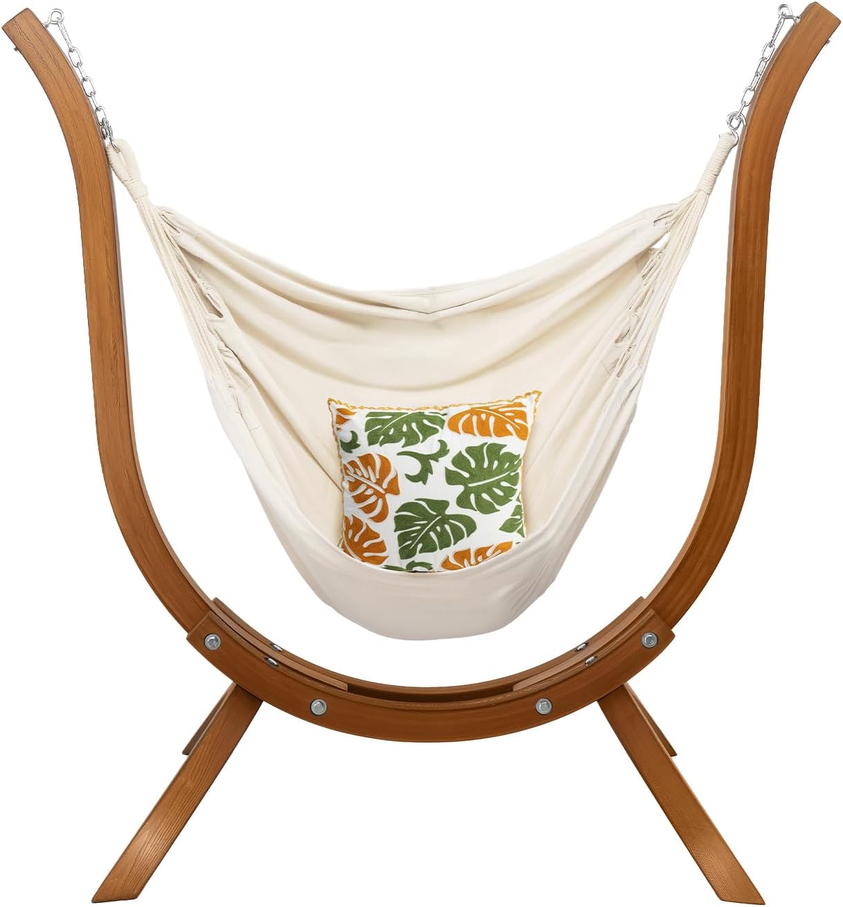 Oncloud Boho Hanging Chair Set - Modern Boho Swing Hammock Chair with Stand for Relax, Stylish Indoor Outdoor Hammock Chair with Stand, 330 LBS, Natural (Natural)
