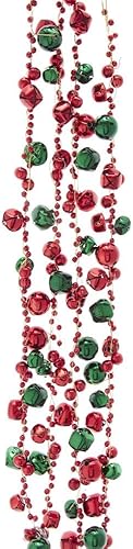 Miniatura 3 de Guirnalda de campanas rojas y verdes de 6 pies