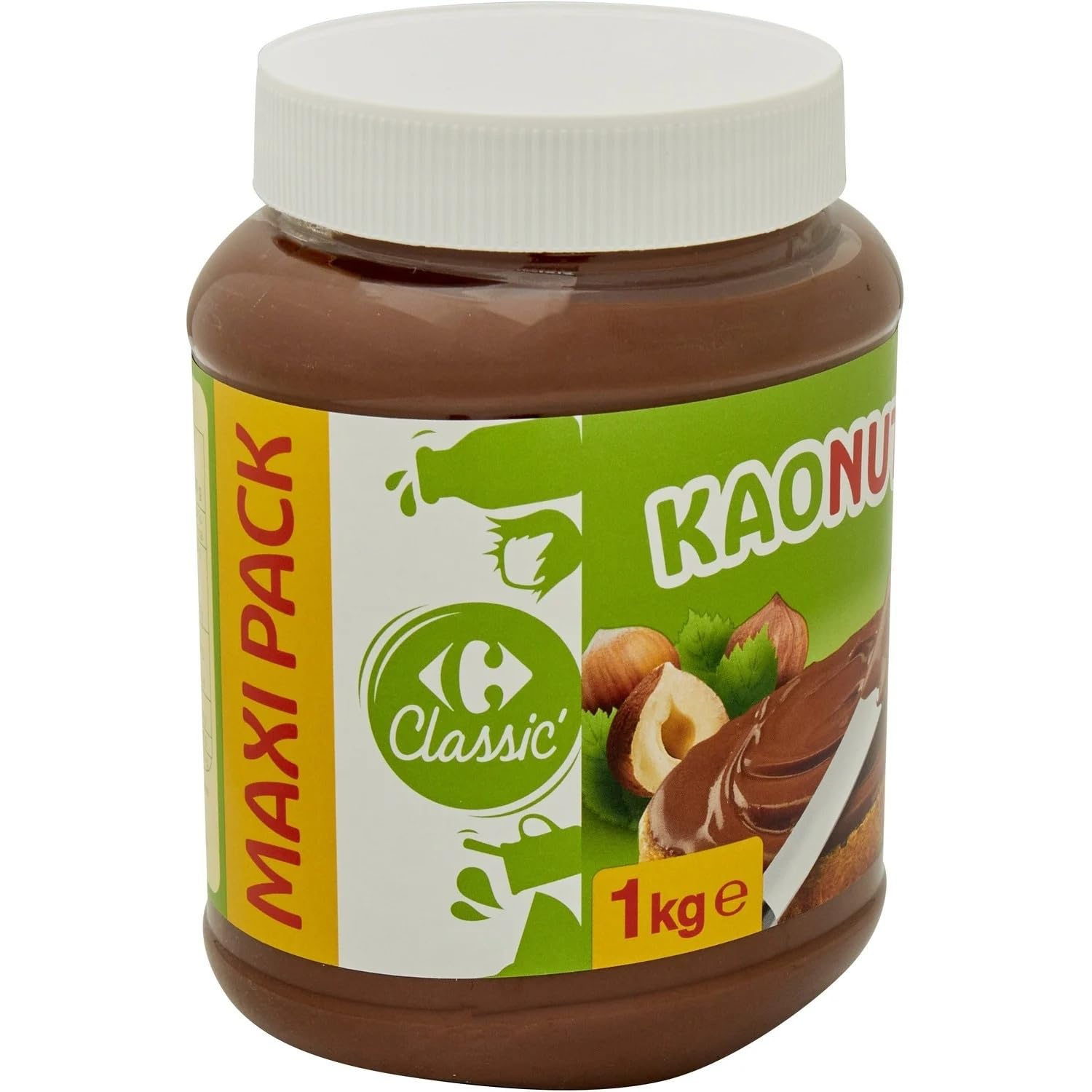 CARREFOUR CLASSIC' - Pâte à Tartiner Noisettes - 13% de Noisettes - le pot de 1 kg - Le Lot De 3
