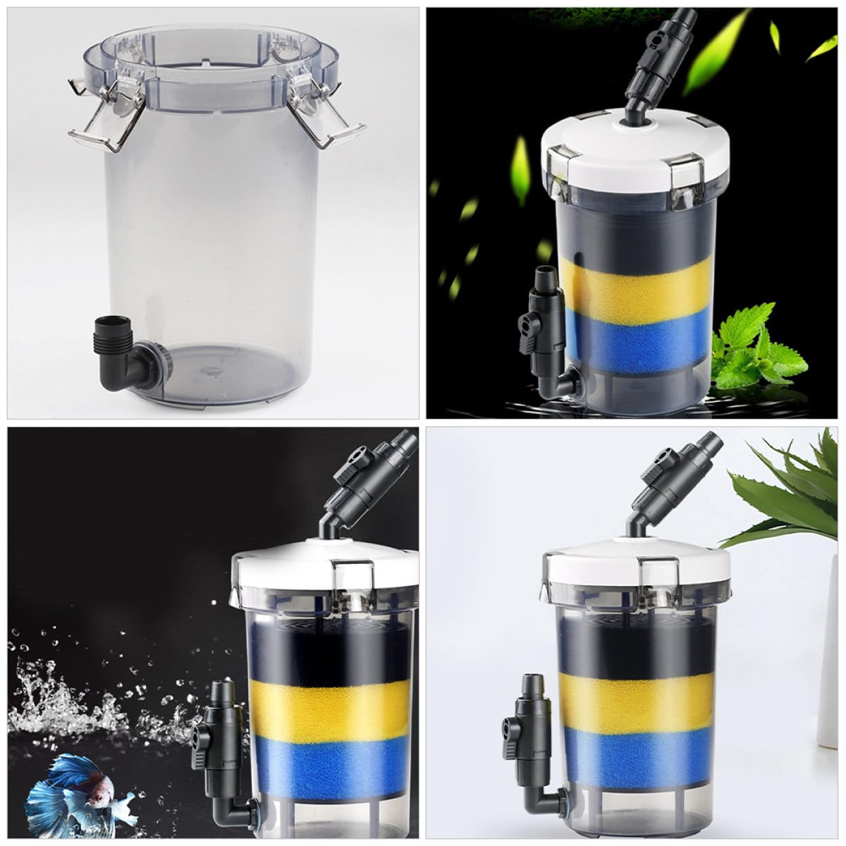 HOMSFOU Leiser Filterkasten mit und aus Rundem Aquarienfilter Design Kunststoff 16mm und Auslass Sicherer und Praktischer für Front Gras Aquarium
