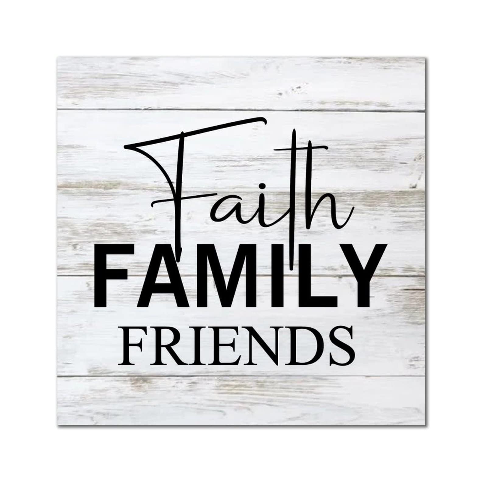 Inscriptions en bois Faith Family Friends pour habiller un mur vide de maison