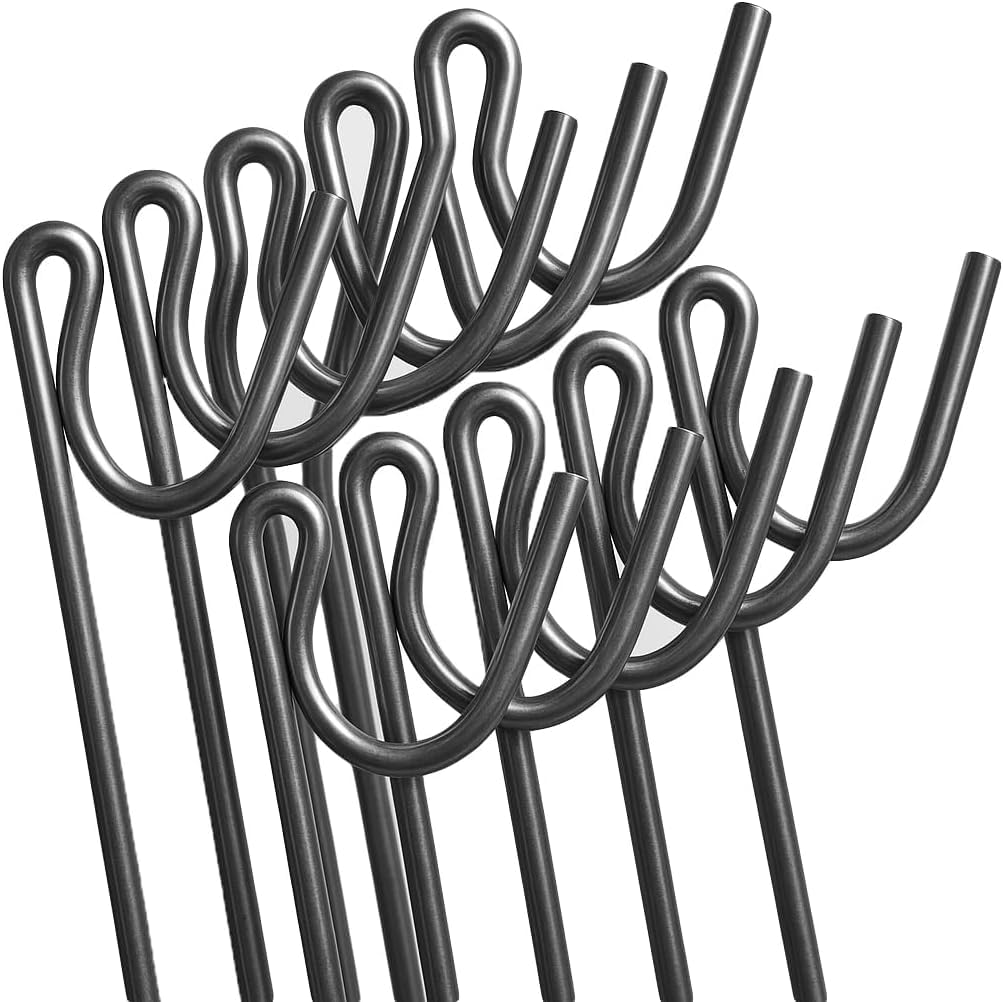 Homatz Fencing Pins 1.25m Long / 10mm Thick Steel Fence Pins, Garden Metal Fence Stakes β Non Galvanised Road Pins for Garden & Outdoor Fence Mesh (10)