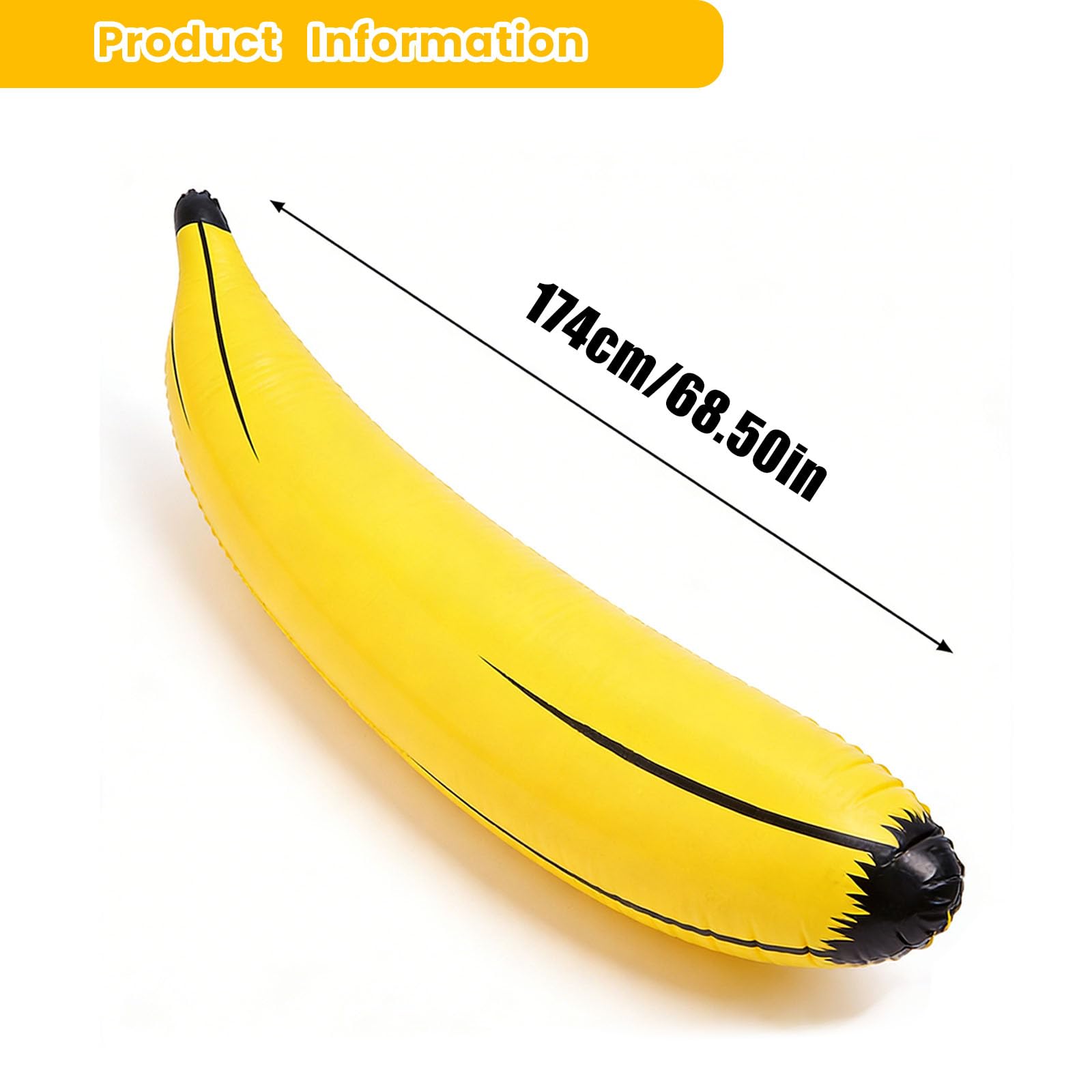 Ogromny nadmuchiwany banan, 174 cm, żółta nadmuchiwana boja bananowa, zabawka do basenu, na imprezę, w stylu hawajskim, akcesoria do dekoracji imprez, zabawki wodne, lato, pudełka na zdjęcia