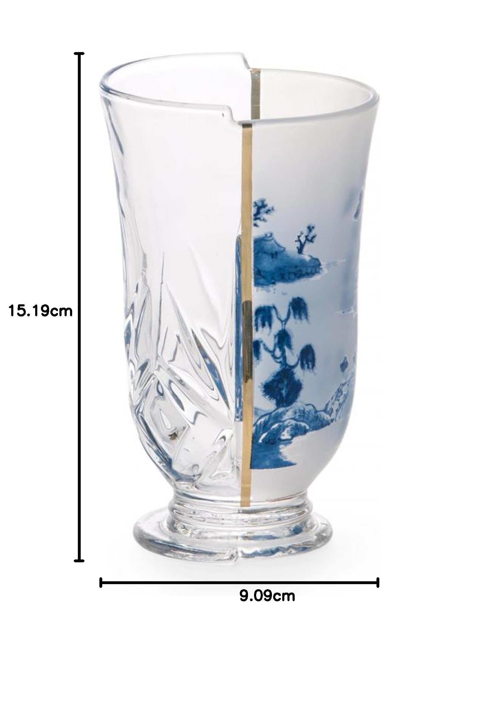 Seletti Juego de 3 vasos de cristal Hybrid-Clarice Ø 8,5-9,1 cm H. 14,8-15,2 cm | Copa de cóctel de cristal – Colección When East and West CombineEl vaso de cóctel de la colección When East an