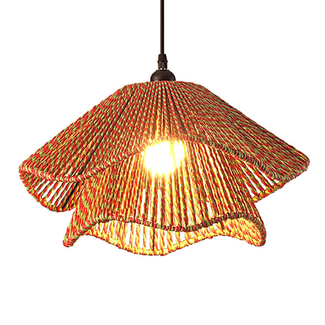 CWVYKNP Rustic Bedroom Ambient Lighting Handmade Hemp Rope Color Lampshade 2-Tier Southeast Asia Style Chandeliers for Dining Room Hallway Entryway