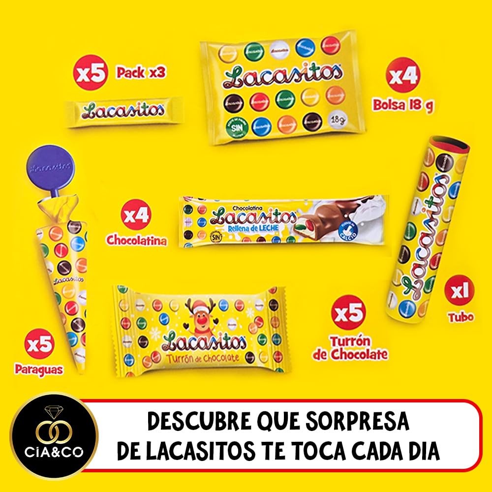 Calendario de Adviento Lacasitos Libro 2025 · 24 Chocolates Variados y Pasatiempos Navideños · Edición XXL 296 g