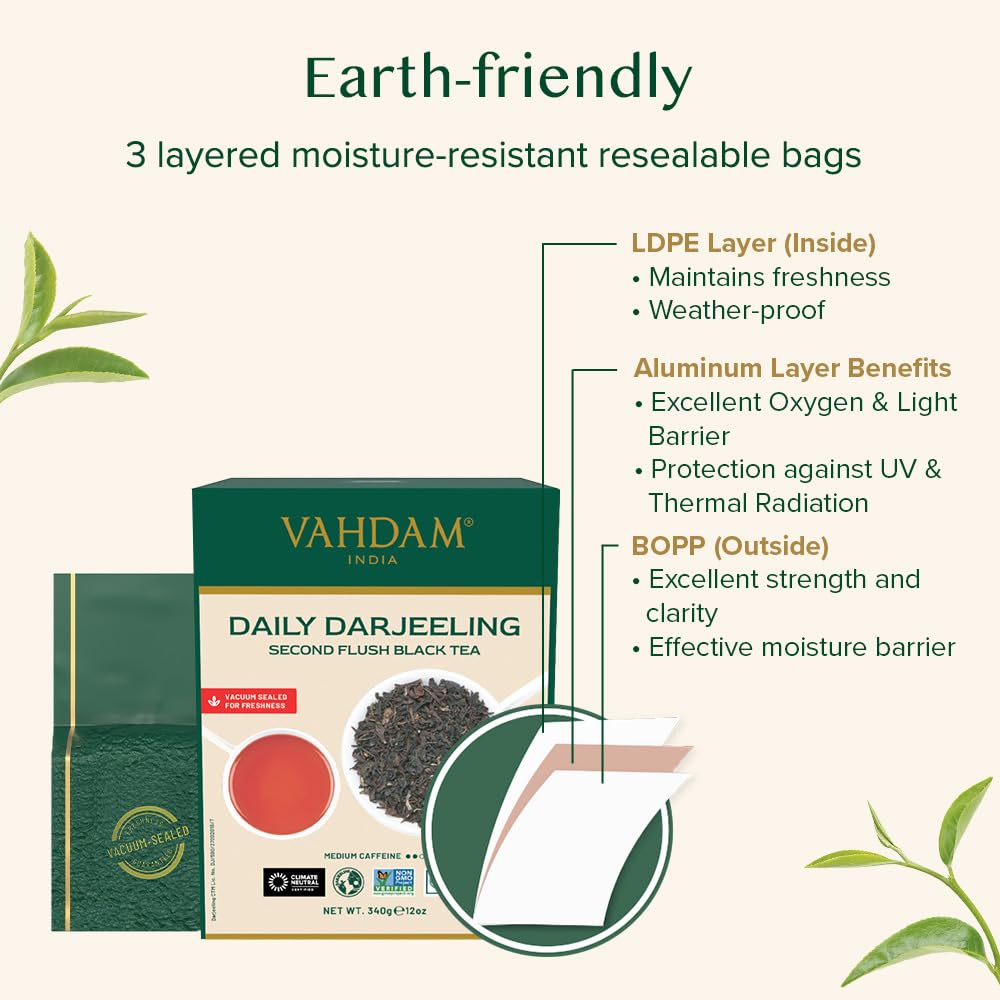 VAHDAM, Darjeeling Tea Leaves From Himalayas 340g (170+ Cups) Pure Unblended Darjeeling Black Loose Leaf Tea | Packed & Shipped Direct From Source In India - Image 7