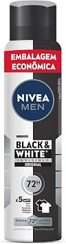 NIVEA MEN Desodorante Aerossol Black & White Invisible Original 200ml, Proteção 72h, Contra Suor e Odor, Anti-manchas