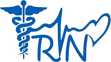 ABlu Registered Nurse - RN Caduceus Lifeline Heart Decal Vinyl Sticker Graphics|UR Impressions|for Car Truck SUV Van Wall Window|Azure Blue|7.5 X 4.1 inch|URI338-AB