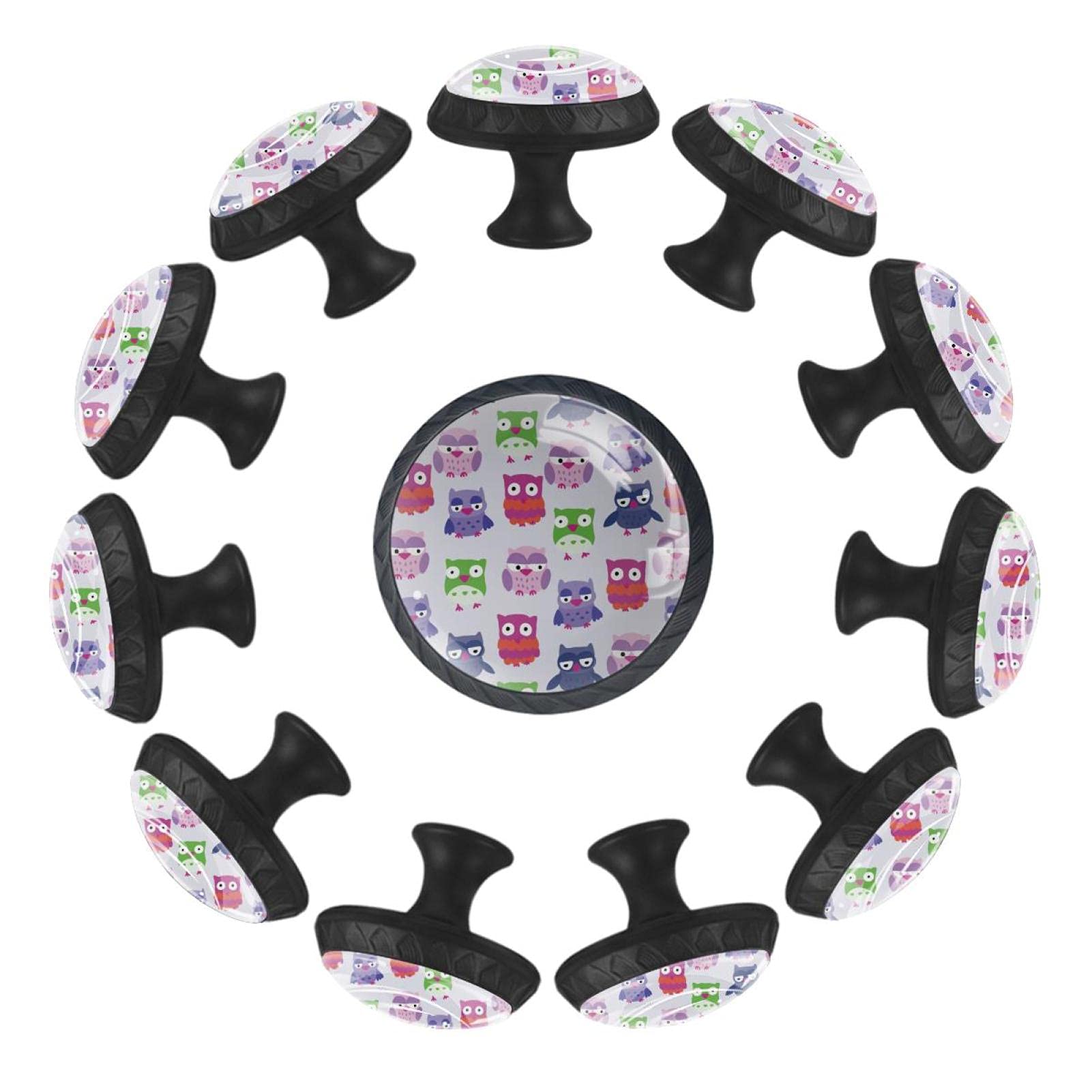 Boutons de tiroir ronds chouette 35mm poignée meuble enfant commode chambre x12