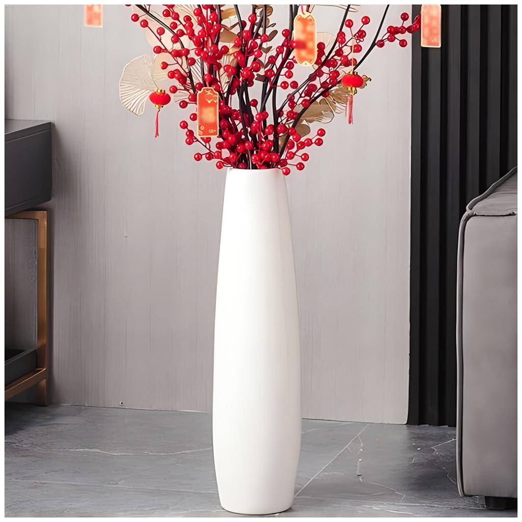Vase blanc grand vase pour fleurs séchées et décoration salle à manger