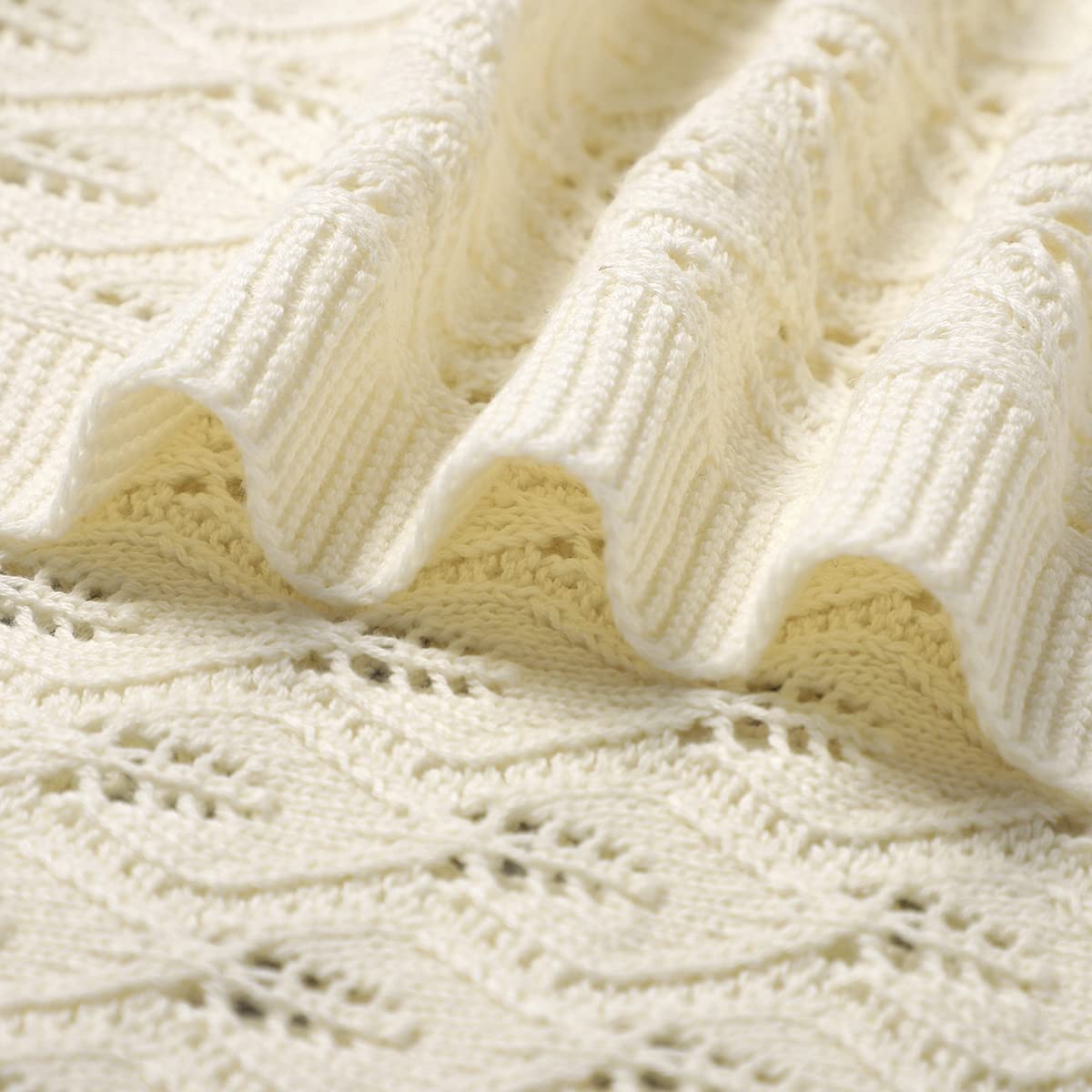 mimixiong Coperta in 100% cotone lavorato a maglia cellulare, per neonati (avorio)