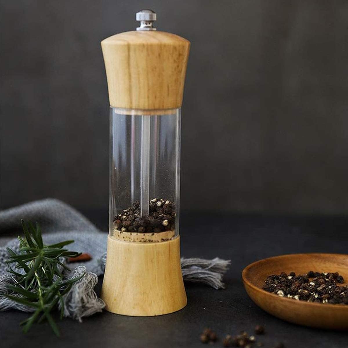 Macinapepe da Cucina Set macina Sale e Pepe Manuale, Nucleo in Ceramica Regolabile, macina Sale Marino, Shaker per spezie a Lunga Durata e conservazione Fresca