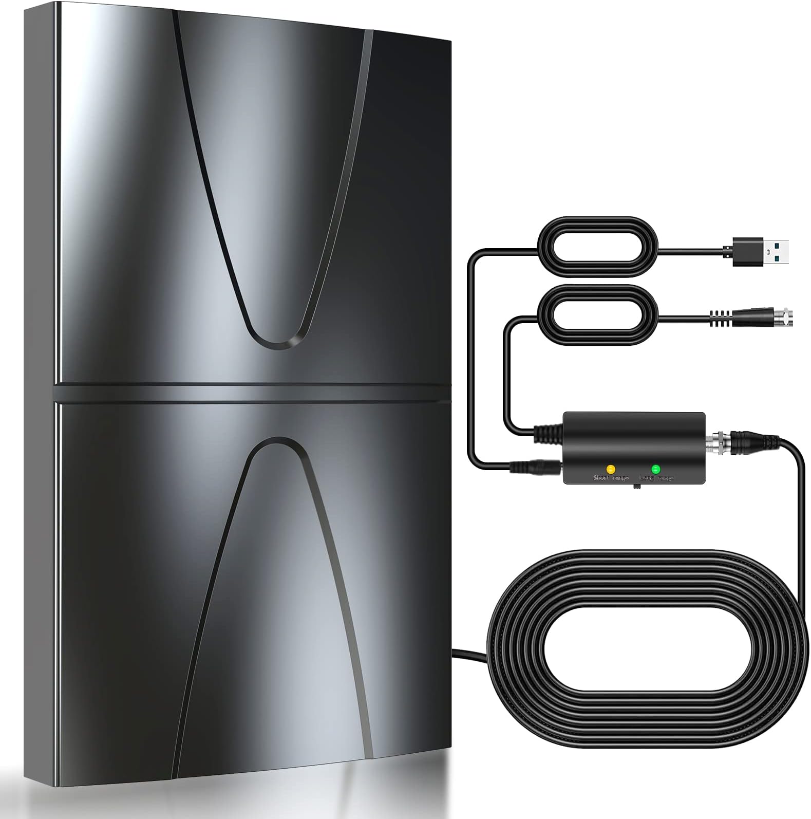 2025 Updated Strongest TV Antenna,1600 Miles Range Indoor/Outdoor Antenna for Smart TV and All Old TV's,360° Reception Digital TV Antenna for Local Channels-Thick Coax Cable and Amplifier