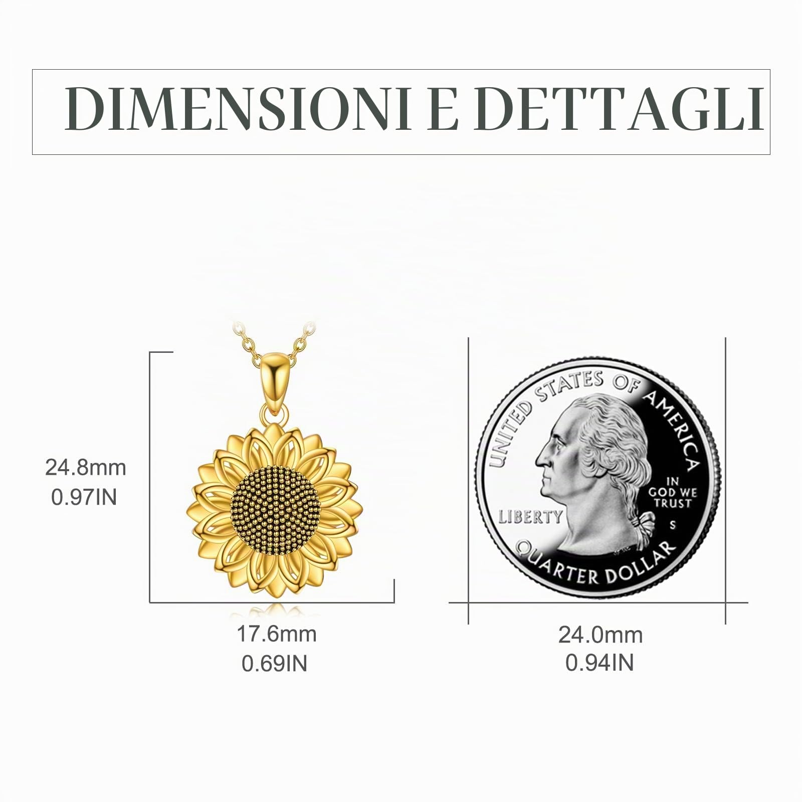 YFN Collana di girasole da donna in argento Sterling con girasole per mamma