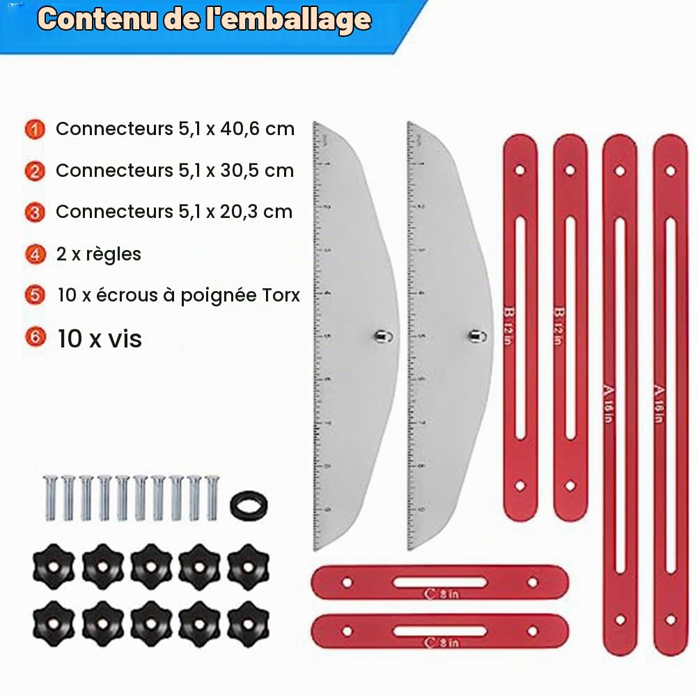 Gabarit de Marche D'Escalier Outil: Gabarit de Mesure D'Escalier Réglable de 9 Pouces à 54 Pouces pour les Marches D'Escalier, Adapté Aux Escaliers, Facile à Utiliser, Couleur Rouge.