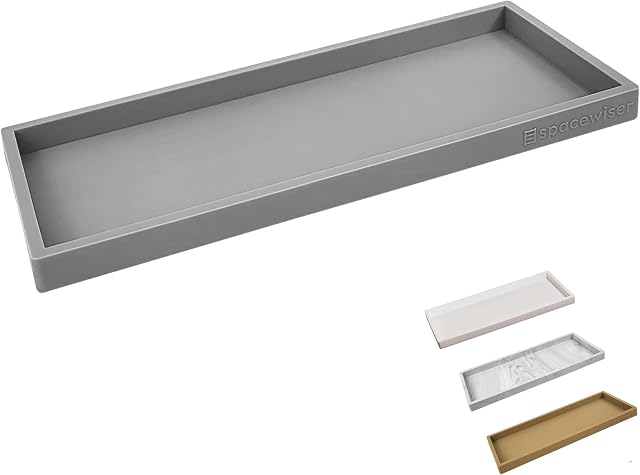 Spacewiser Countertop and Vanity Tray - 11.7" Shatterproof Bathroom Tray, Flexible Silicone Soap Tray for Kitchen, Toilet Tank Tray, Bathroom Trays for Counter, Perfume Candle Key Valet Tray