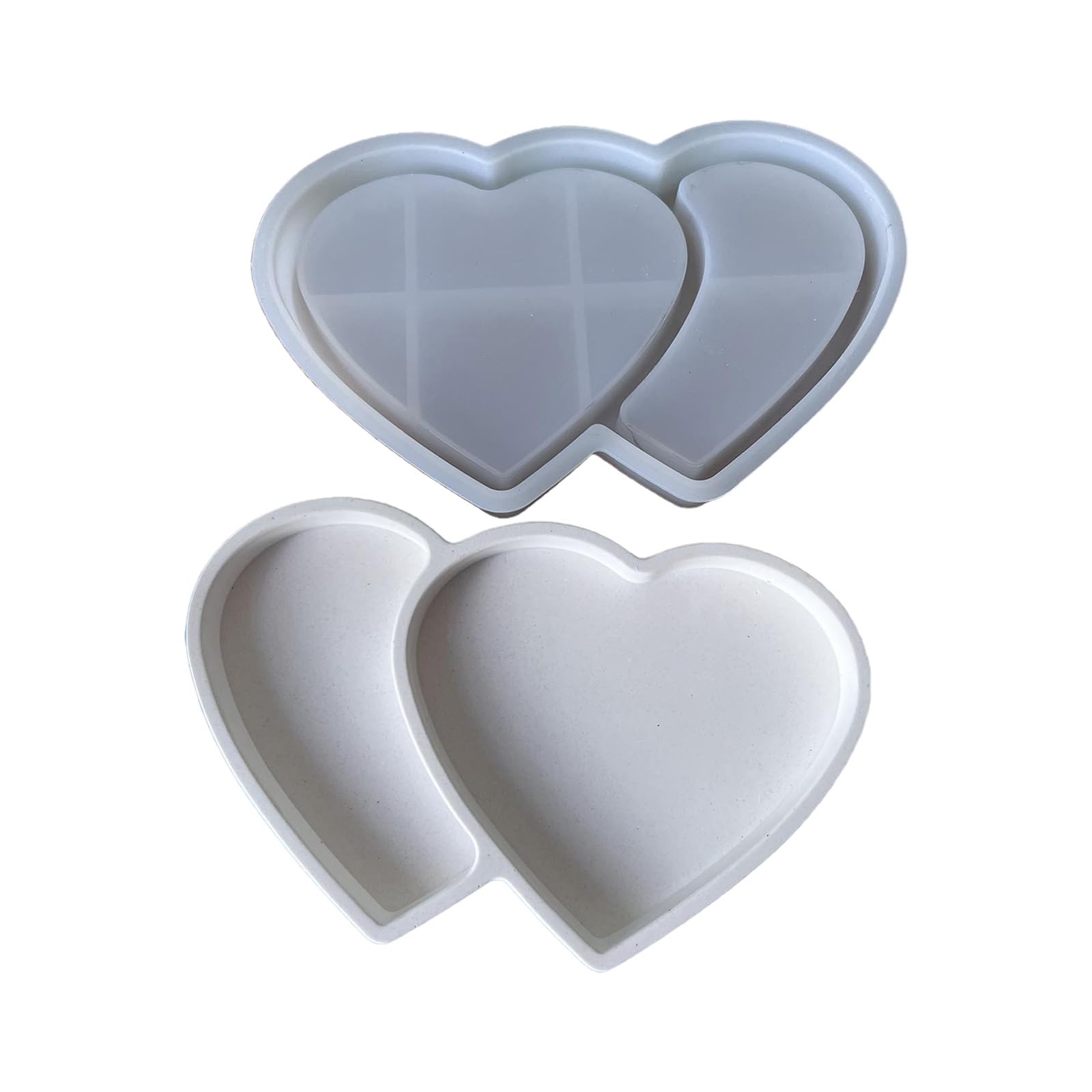 Msioytog Large Silicone with Double Heart Shape for Making and Decorative Tray Craft Romance Gift Silicone Jewelry Tray