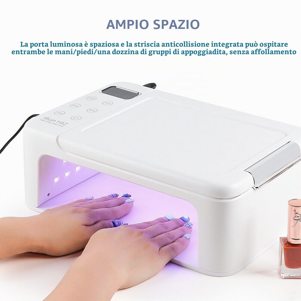 SUN 19Z lampada per unghie Uv 350W 63pcs lampada a LED perline asciuga unghie lampada per unghie a doppia mano con cuscino per poggiamano