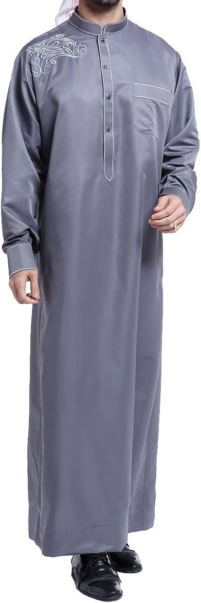 QianliniuincMuslim Islamic Pakistan Dubai Abaya Thobe Middle East Style Embroidered Men's Clothing S-XXXL